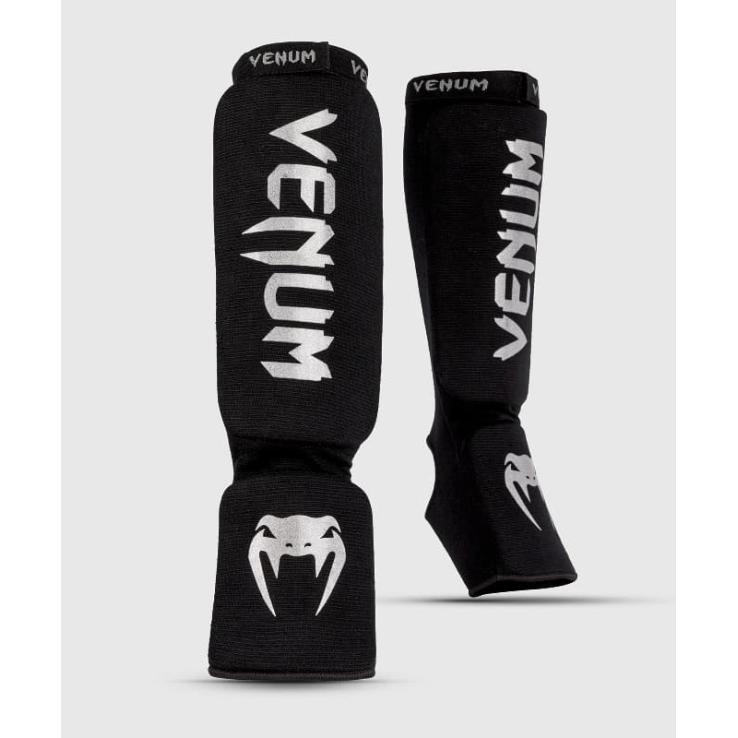 Venum Kontact Shin Guards - black silver