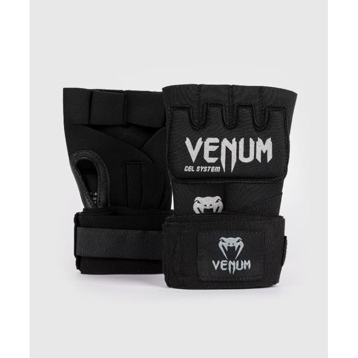 Venum Gel Kontact boxing glove-bandage - black silver (Pair)